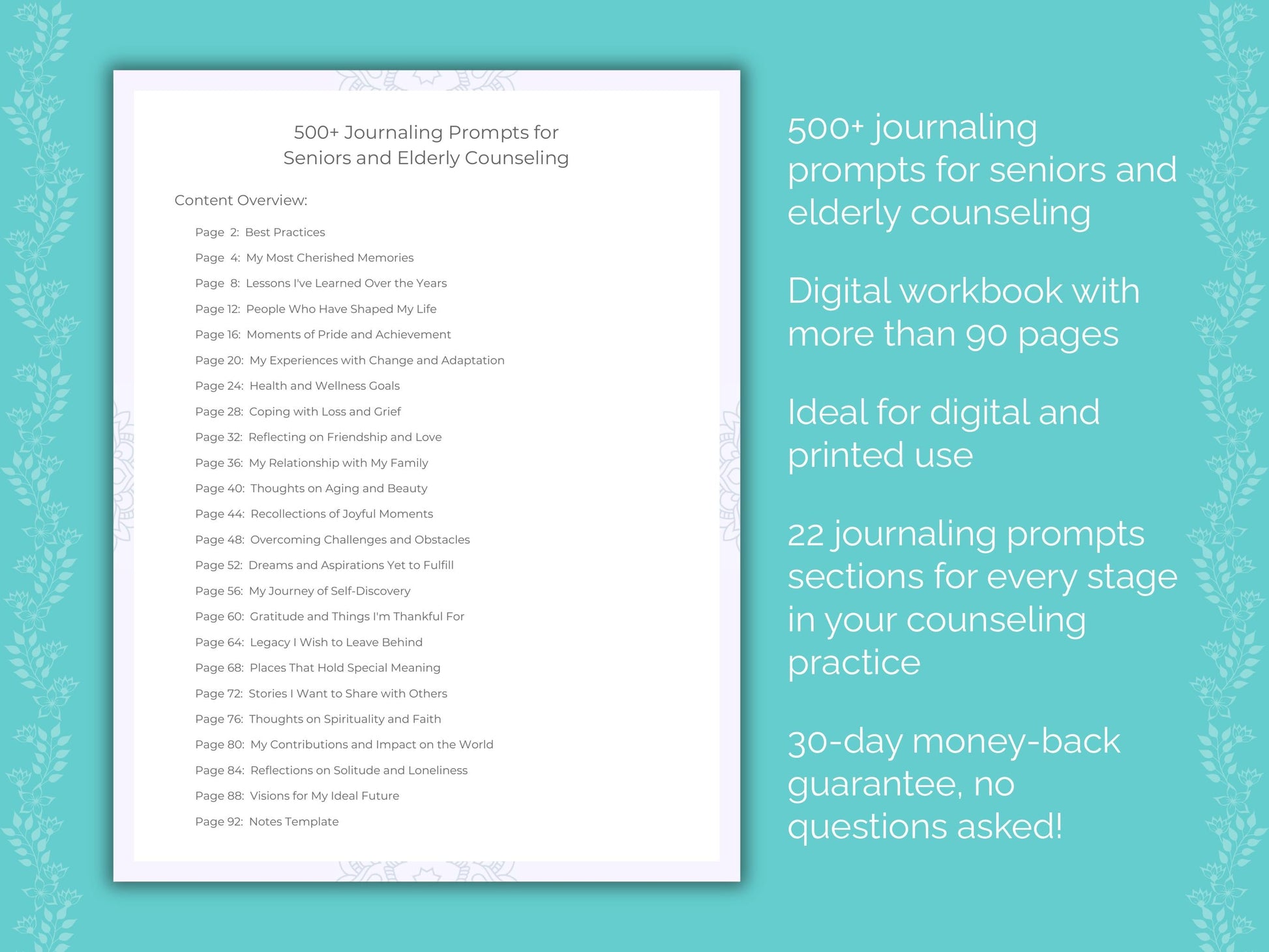 500+ Seniors and Elderly Journaling Prompts Workbook | Karlstein
