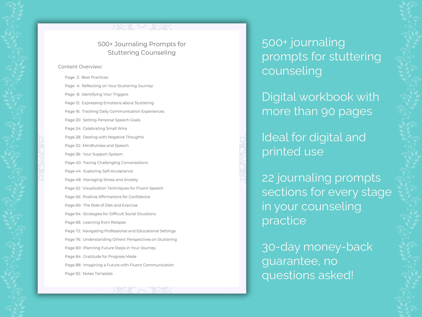 Stuttering Counseling Therapist Worksheets