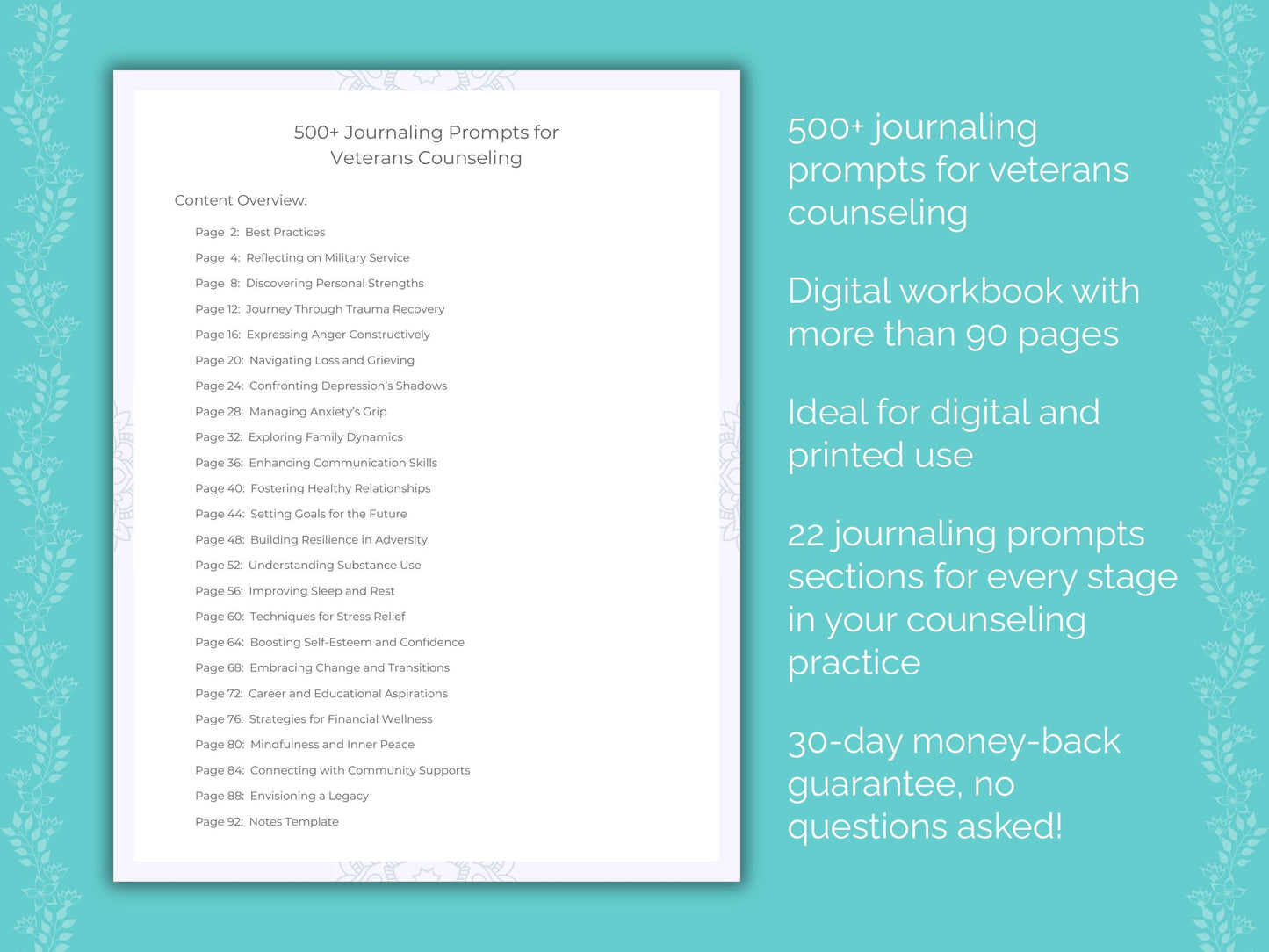 Veterans Counseling Therapist Worksheets