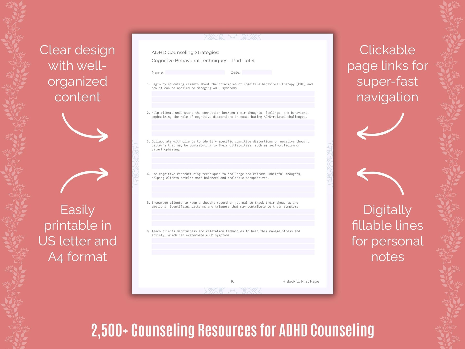 ADHD Counseling Counselor Cheat Sheets