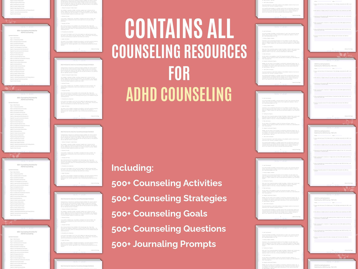 ADHD Counseling Therapist Worksheets