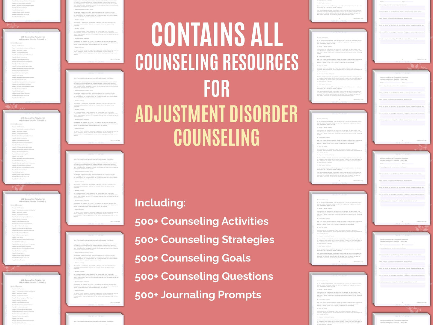 Adjustment Disorder Counseling Therapist Worksheets