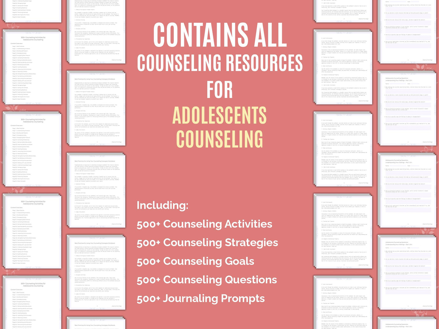 Adolescents Counseling Therapist Worksheets