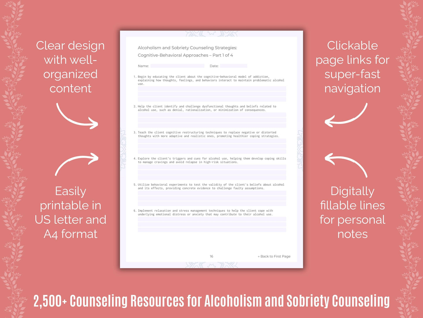 Alcoholism and Sobriety Counseling Counselor Cheat Sheets