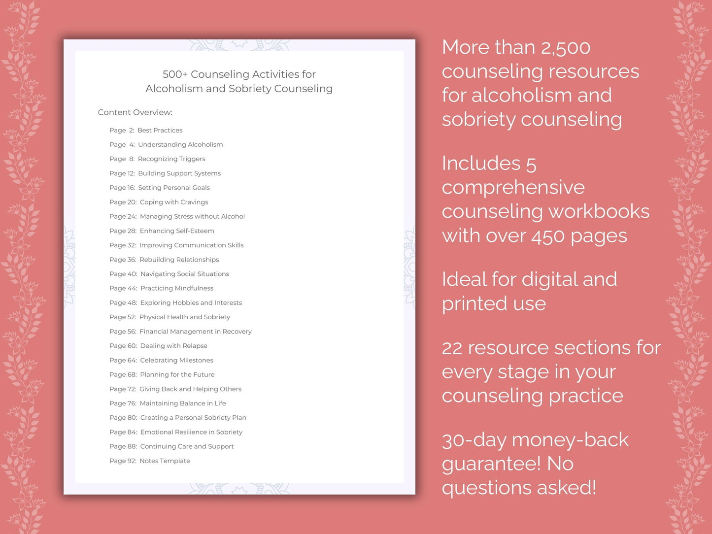 Alcoholism and Sobriety Counseling Counseling Templates