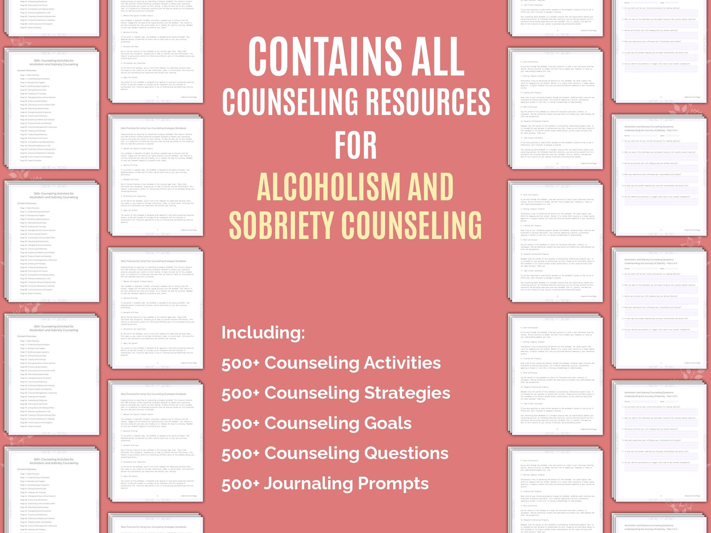 Alcoholism and Sobriety Counseling Therapist Worksheets