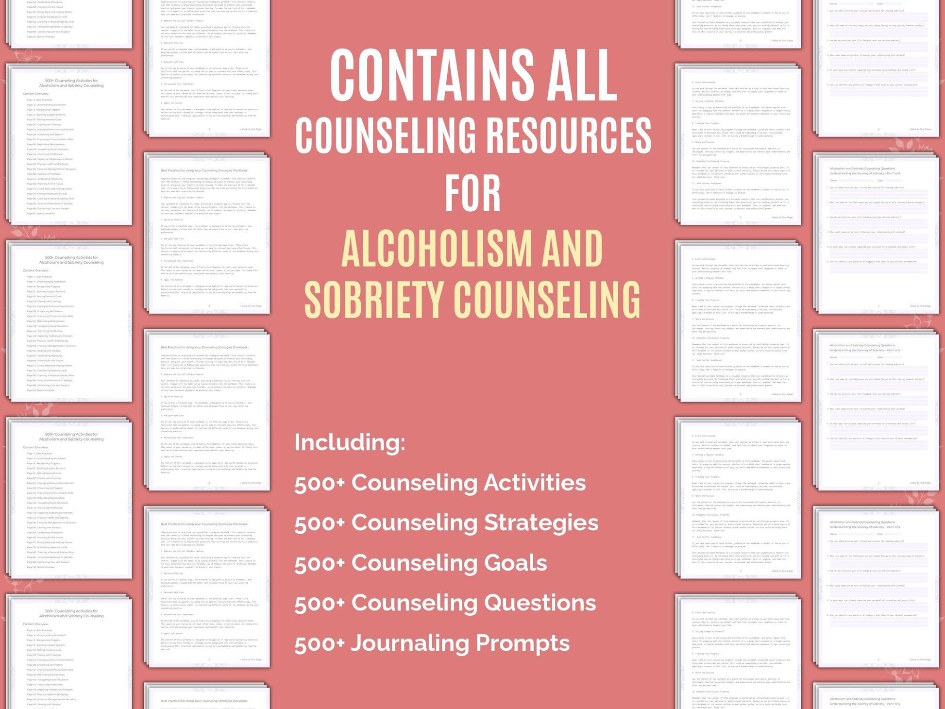 Alcoholism and Sobriety Counseling Therapist Worksheets