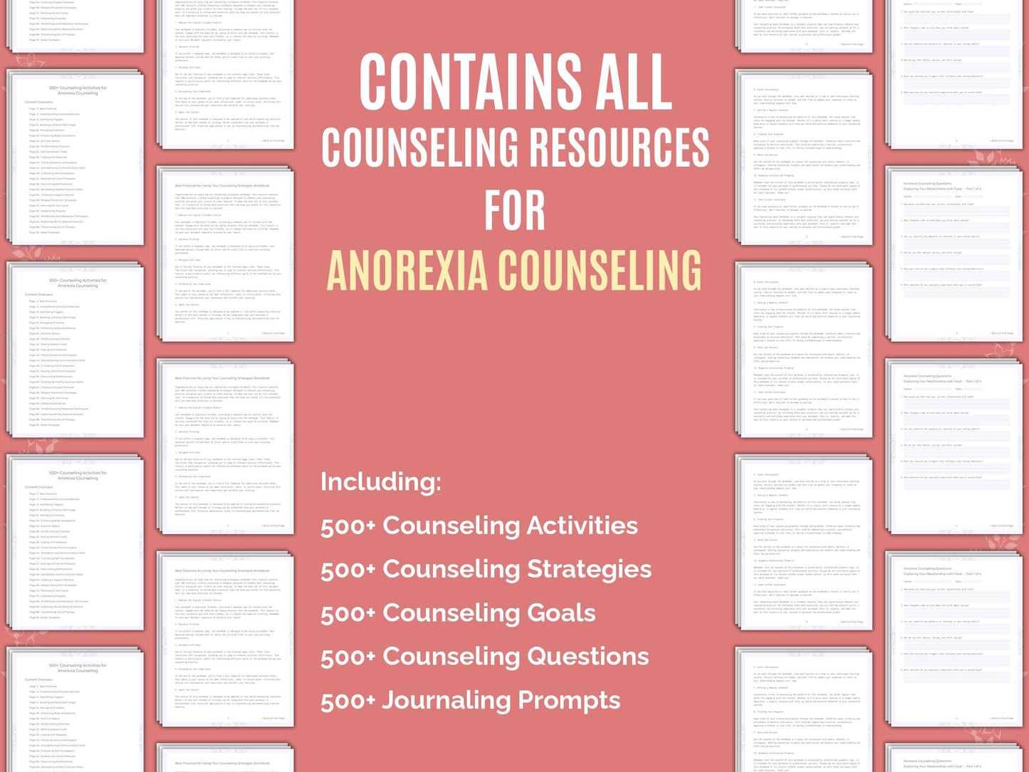 Anorexia Counseling Therapist Worksheets