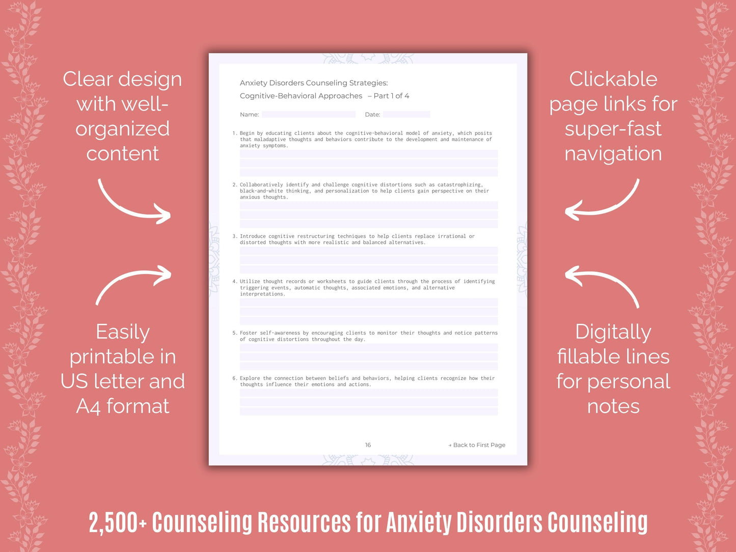 Anxiety Disorders Counseling Counselor Cheat Sheets