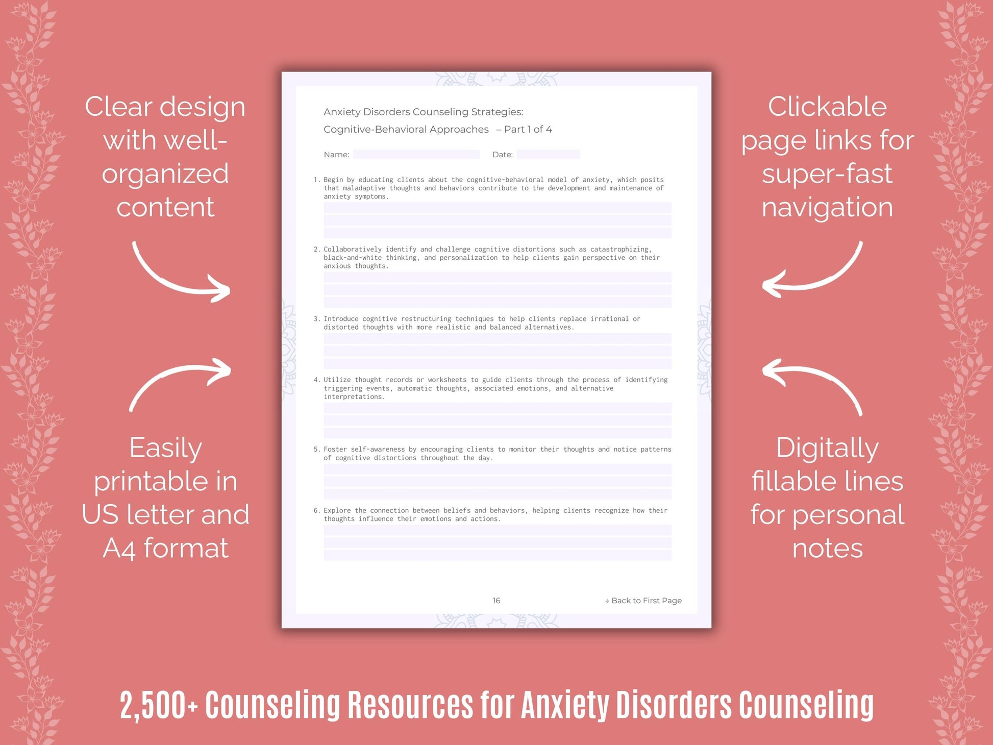 Anxiety Disorders Counseling Counselor Cheat Sheets