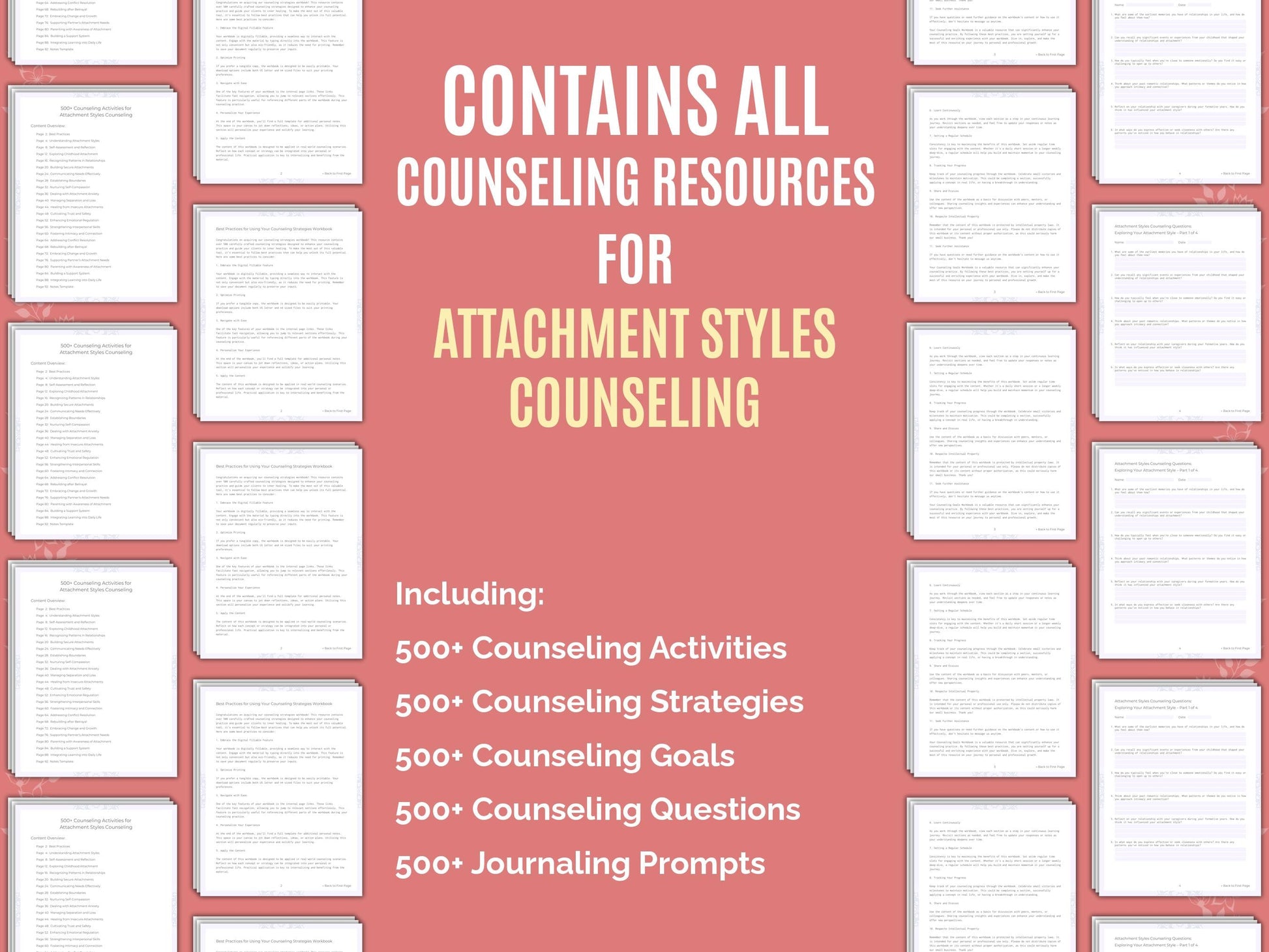 Attachment Styles Counseling Therapist Worksheets