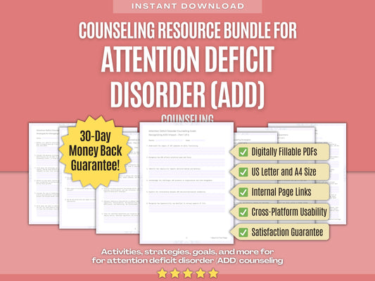 Attention Deficit Disorder (ADD) Counseling Psychology Workbooks