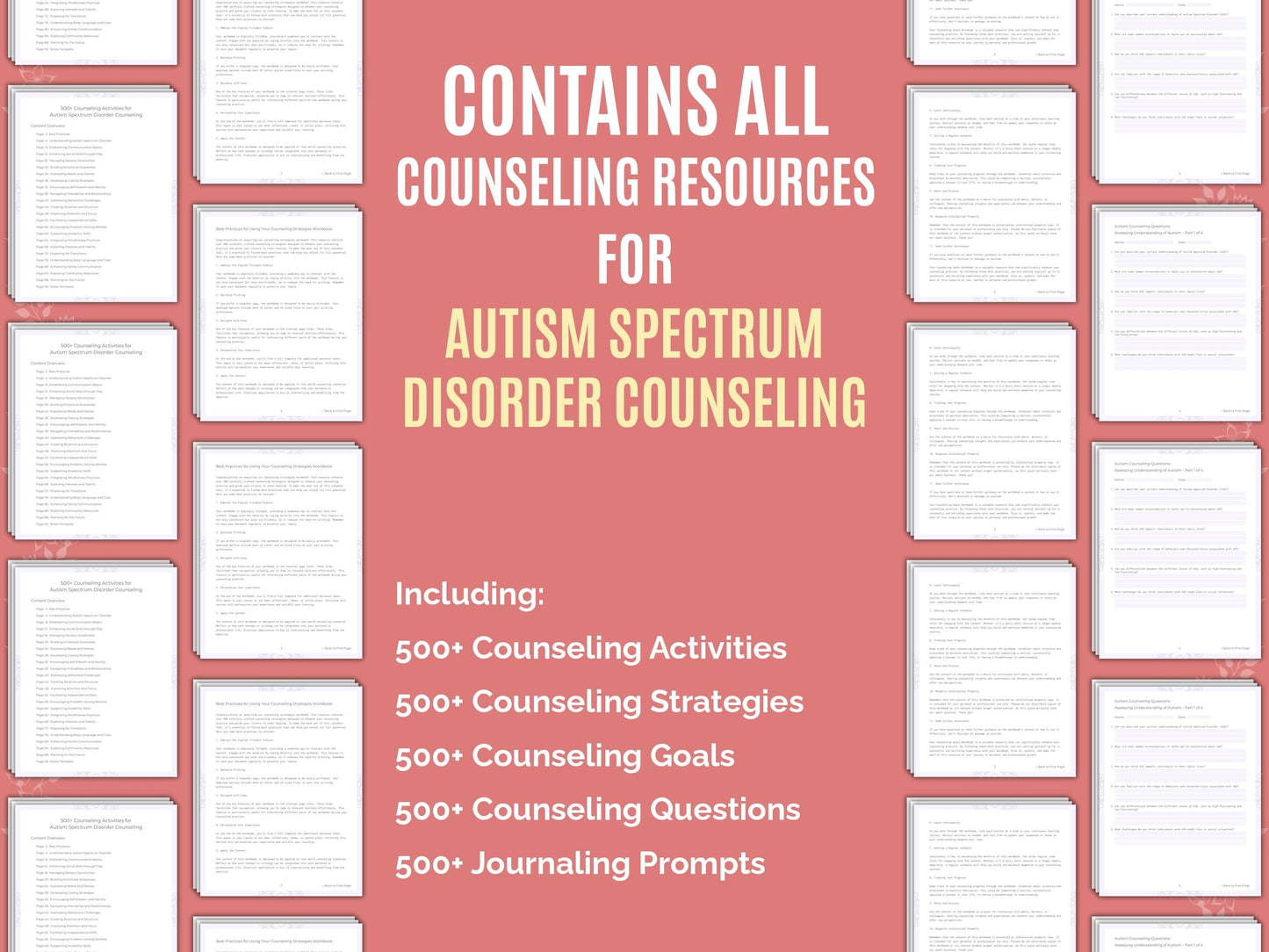 Autism Spectrum Disorder Counseling Therapist Worksheets