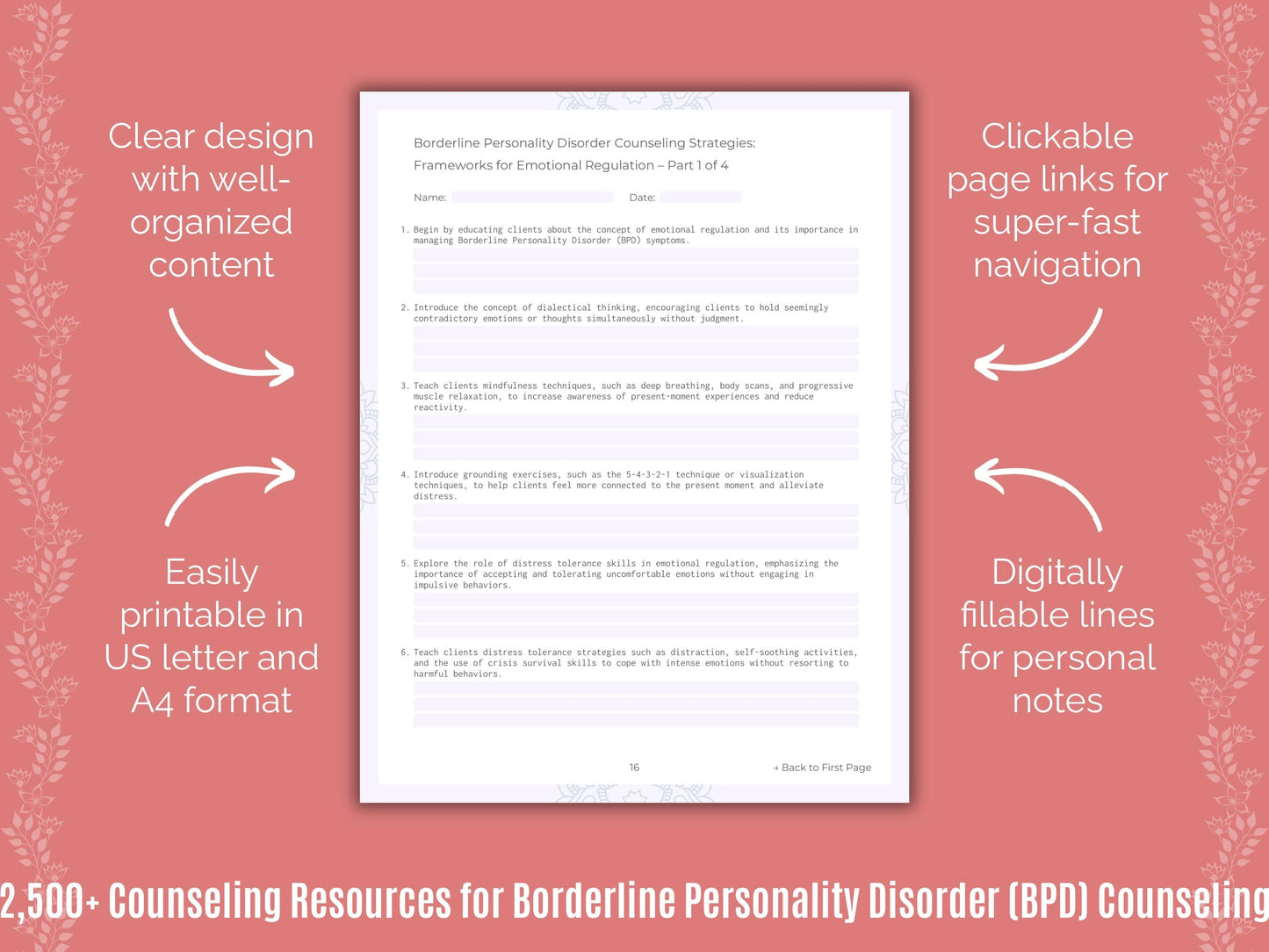 Borderline Personality Disorder (BPD) Counseling Counselor Cheat Sheets