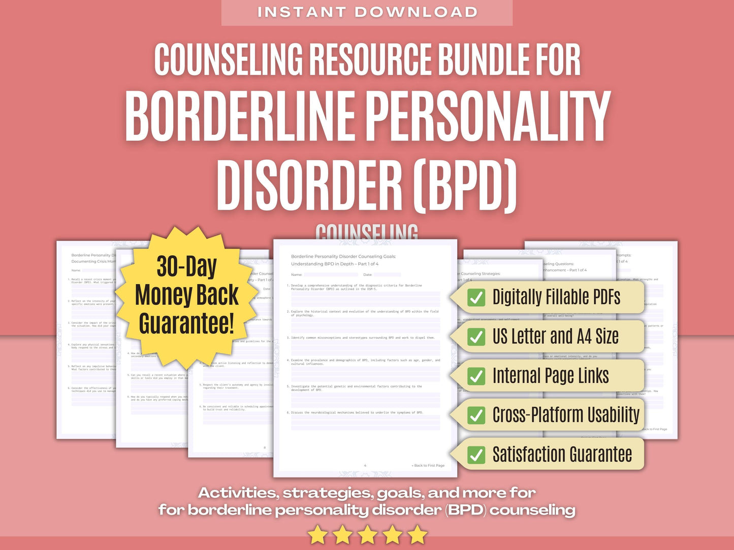 Borderline Personality Disorder (BPD) Counseling Psychology Workbooks