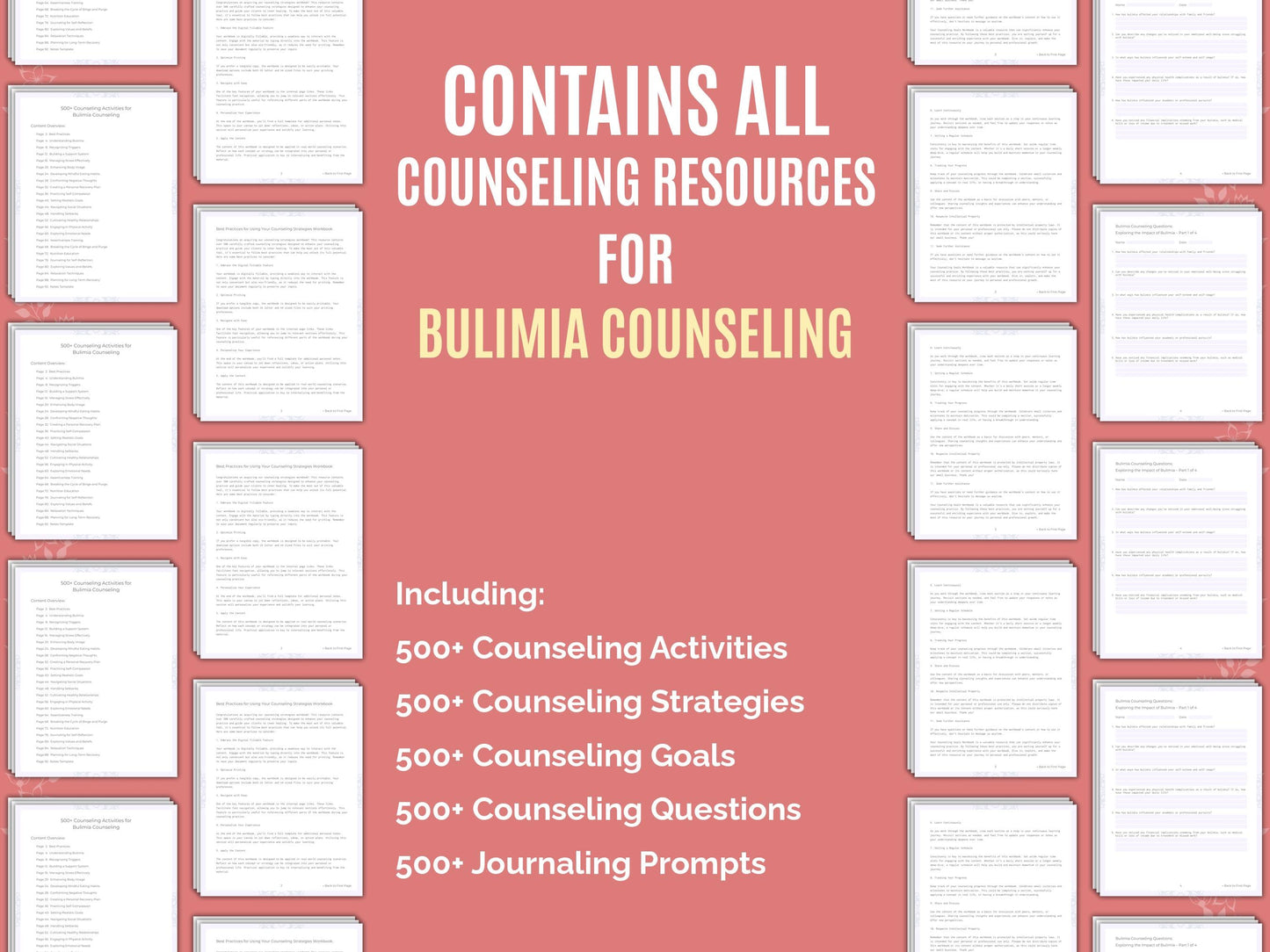 Bulimia Counseling Therapist Worksheets