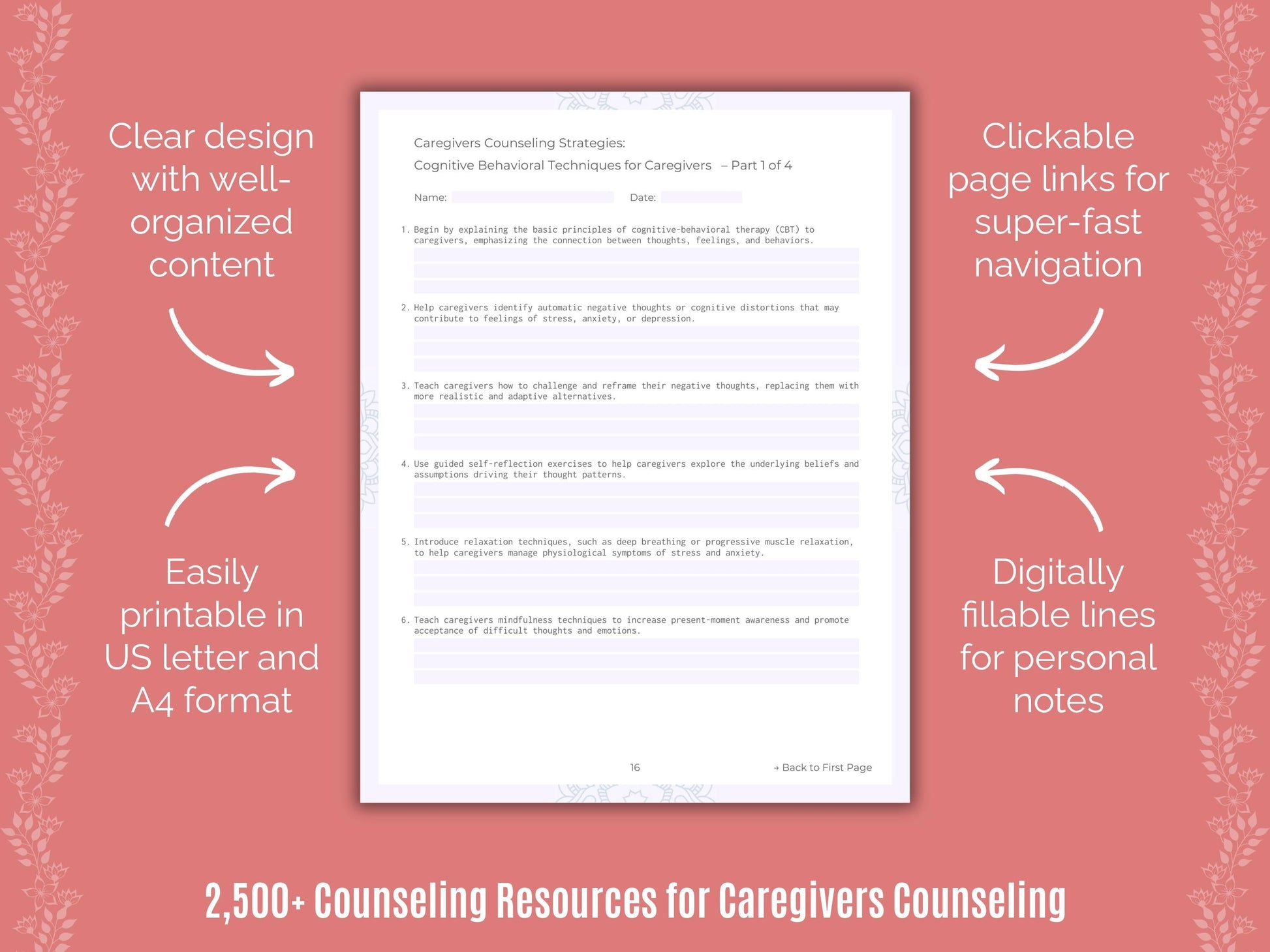 Caregivers Counseling Counselor Cheat Sheets