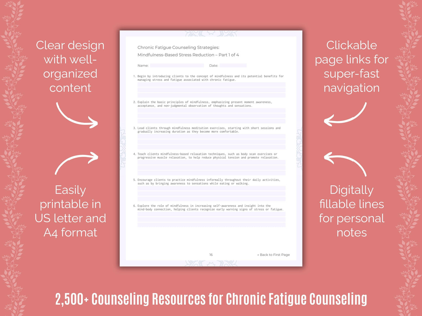 Chronic Fatigue Counseling Counselor Cheat Sheets