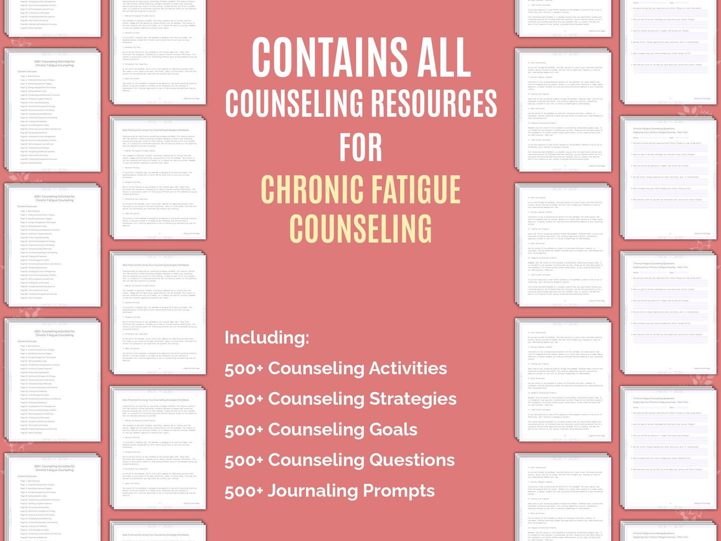 Chronic Fatigue Counseling Therapist Worksheets