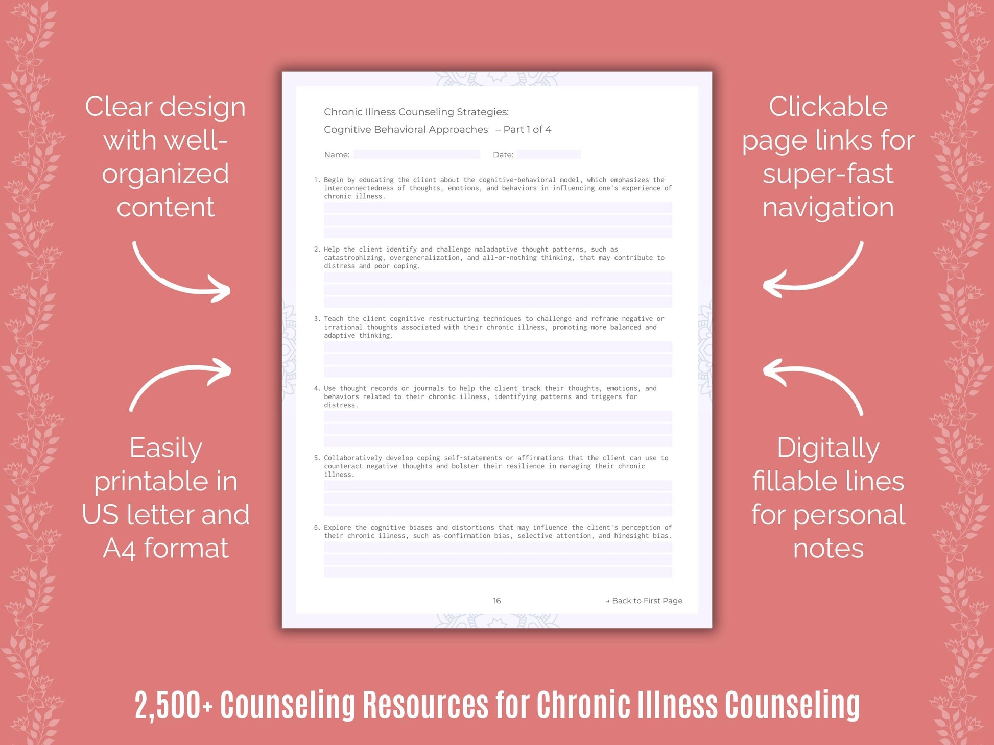 Chronic Illness Counseling Counselor Cheat Sheets