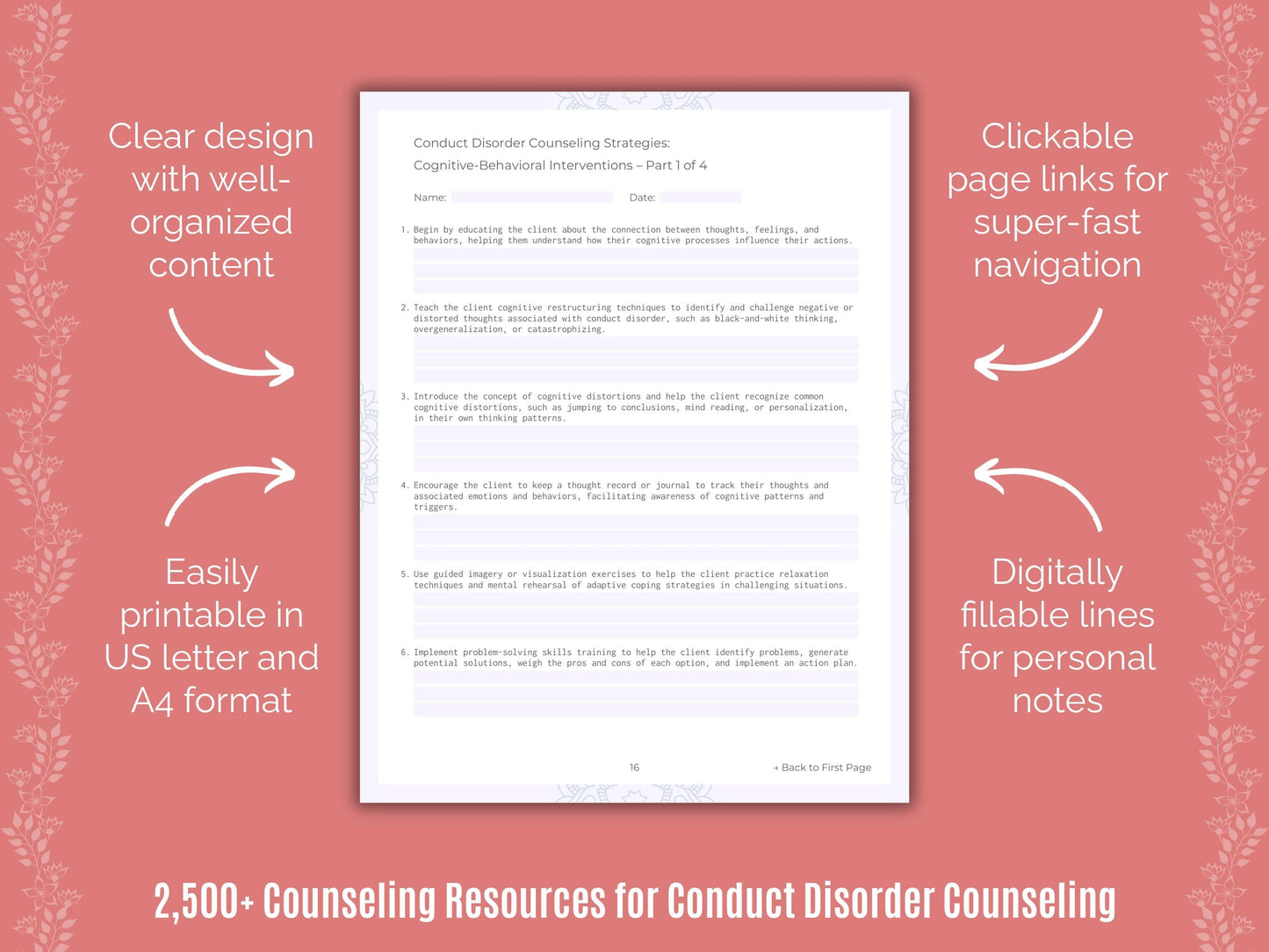 Conduct Disorder Counseling Counselor Cheat Sheets