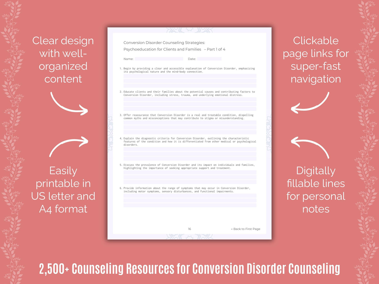 Conversion Disorder Counseling Counselor Cheat Sheets