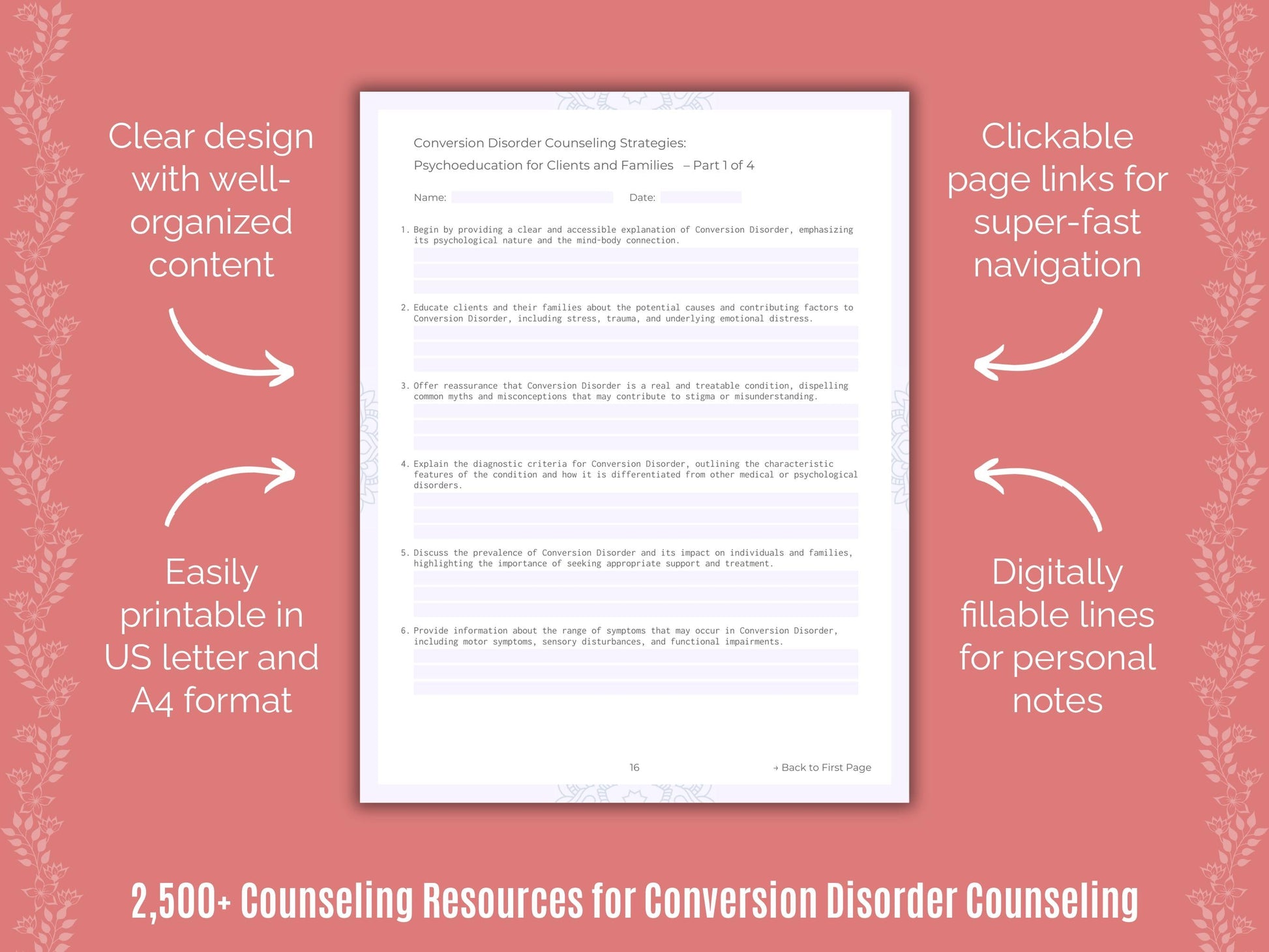 Conversion Disorder Counseling Counselor Cheat Sheets