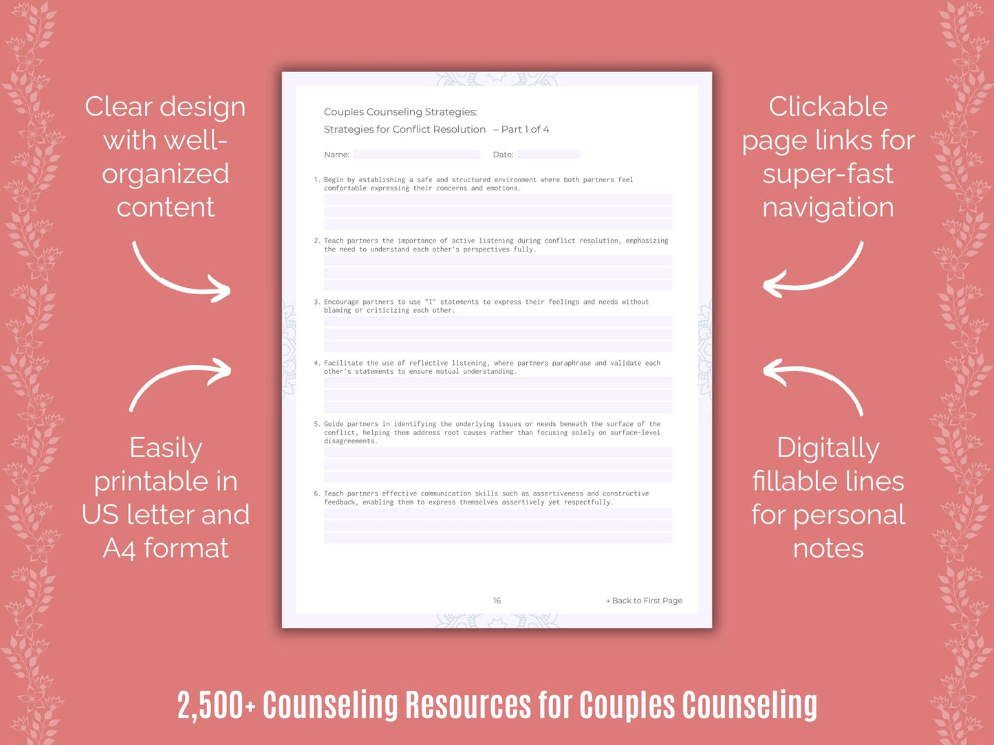 Couples Counseling Counselor Cheat Sheets