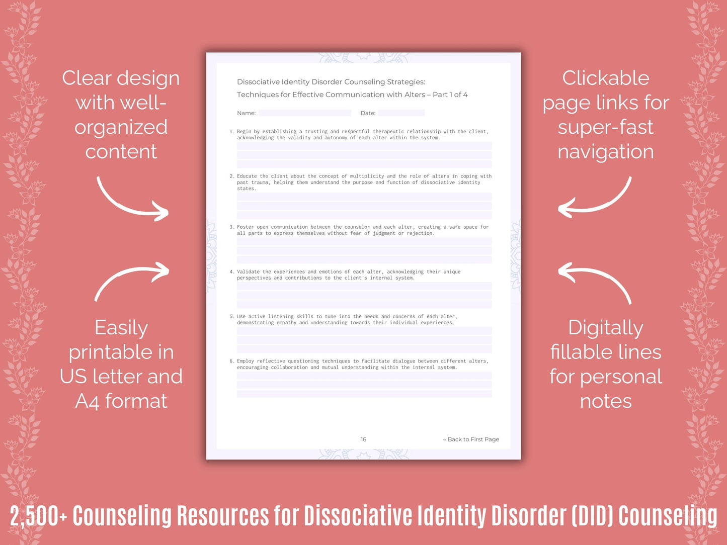 Dissociative Identity Disorder (DID) Counseling Counselor Cheat Sheets