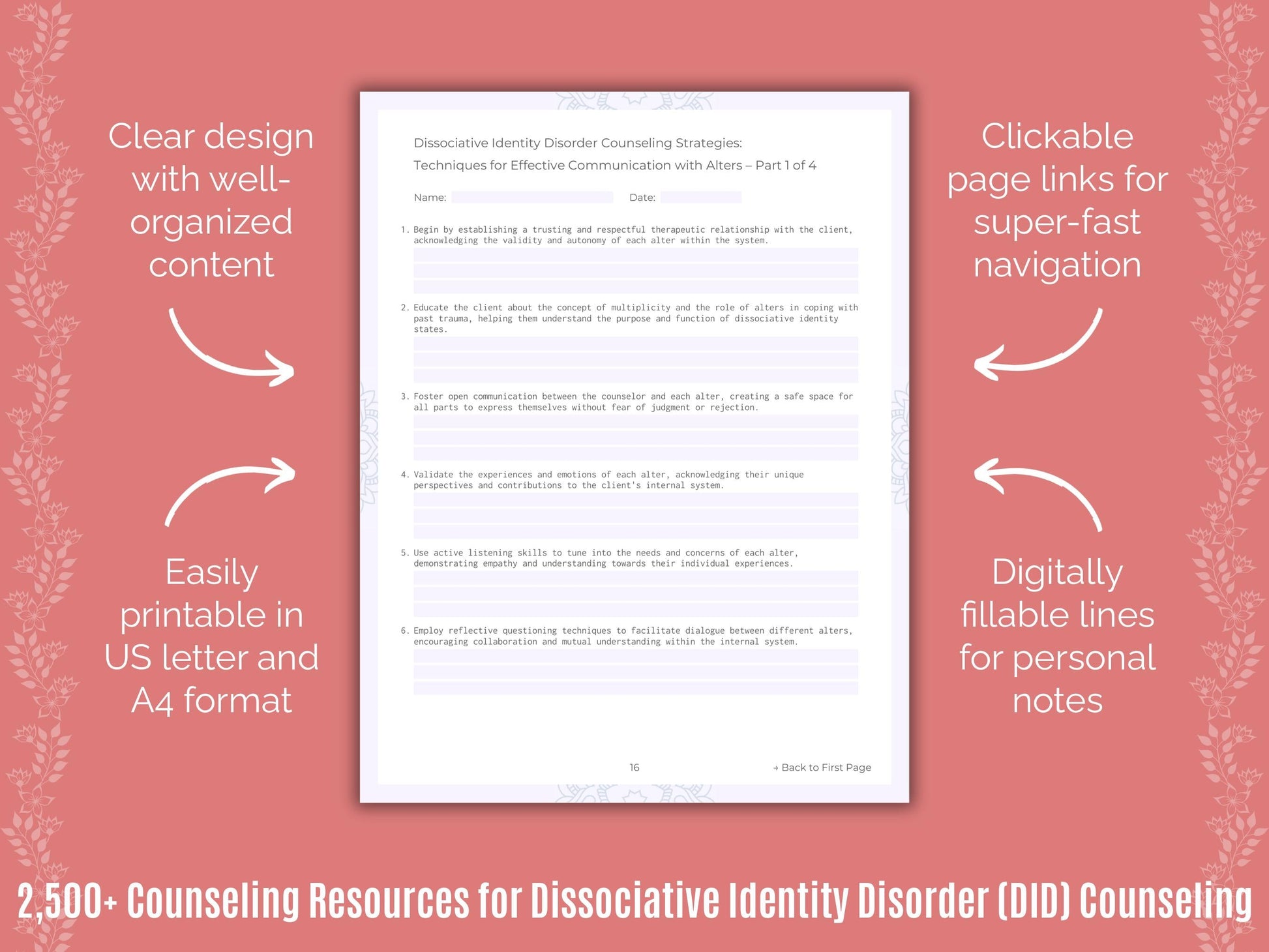 Dissociative Identity Disorder (DID) Counseling Counselor Cheat Sheets