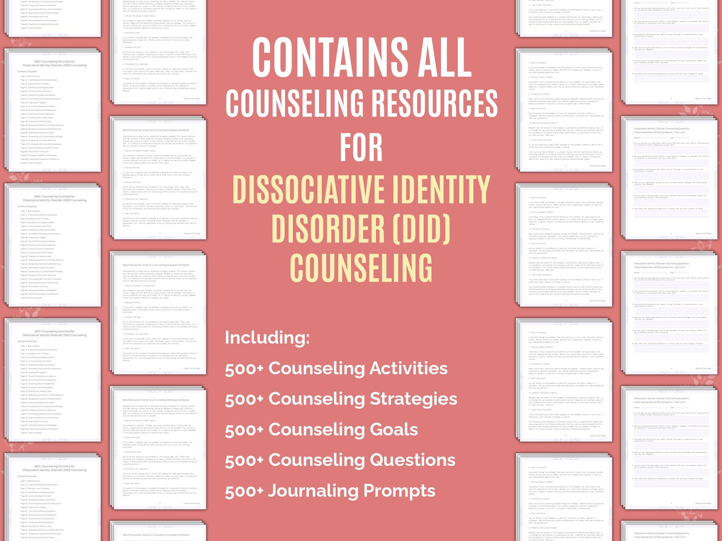 Dissociative Identity Disorder (DID) Counseling Therapist Worksheets