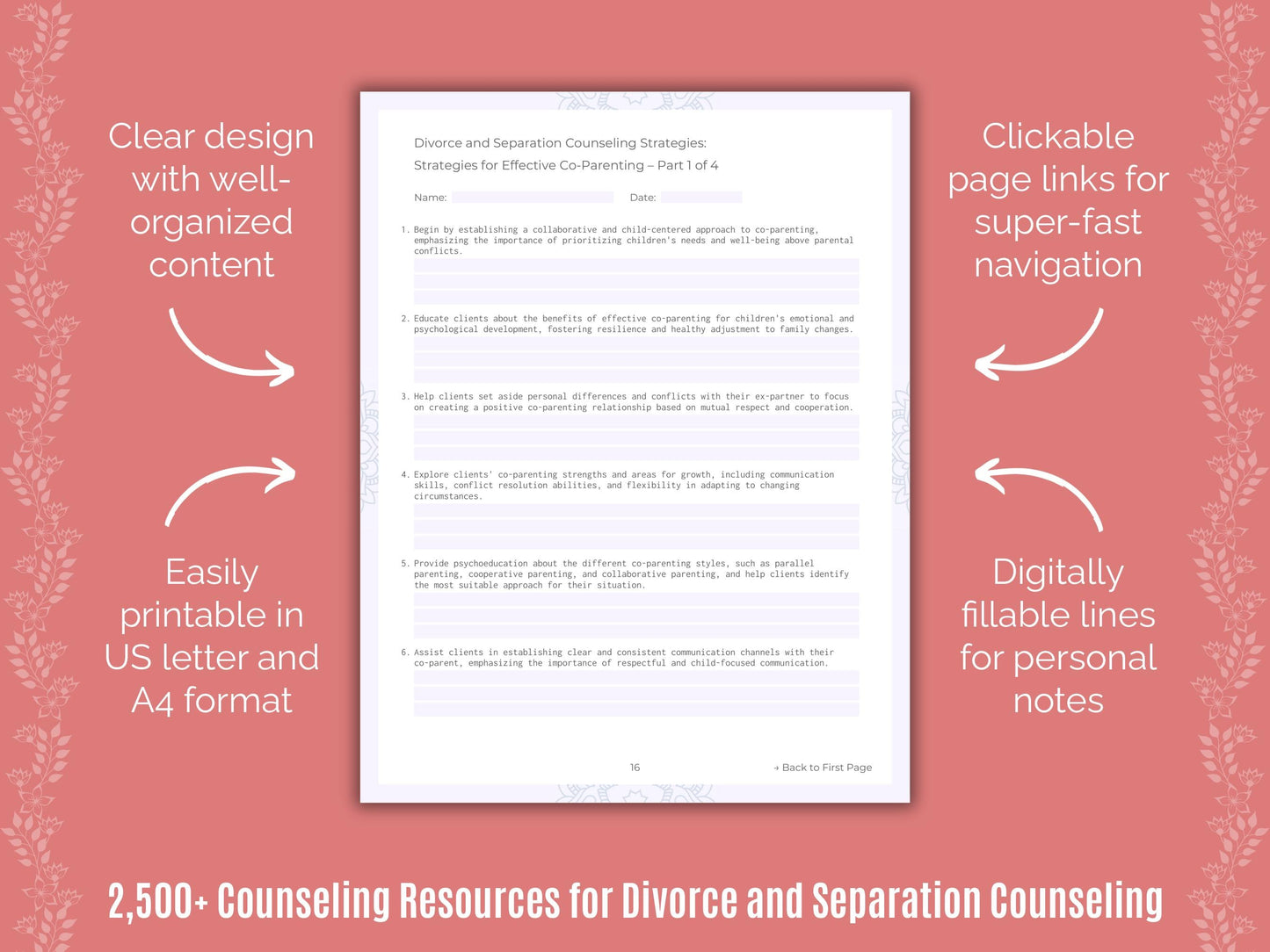 Divorce and Separation Counseling Counselor Cheat Sheets