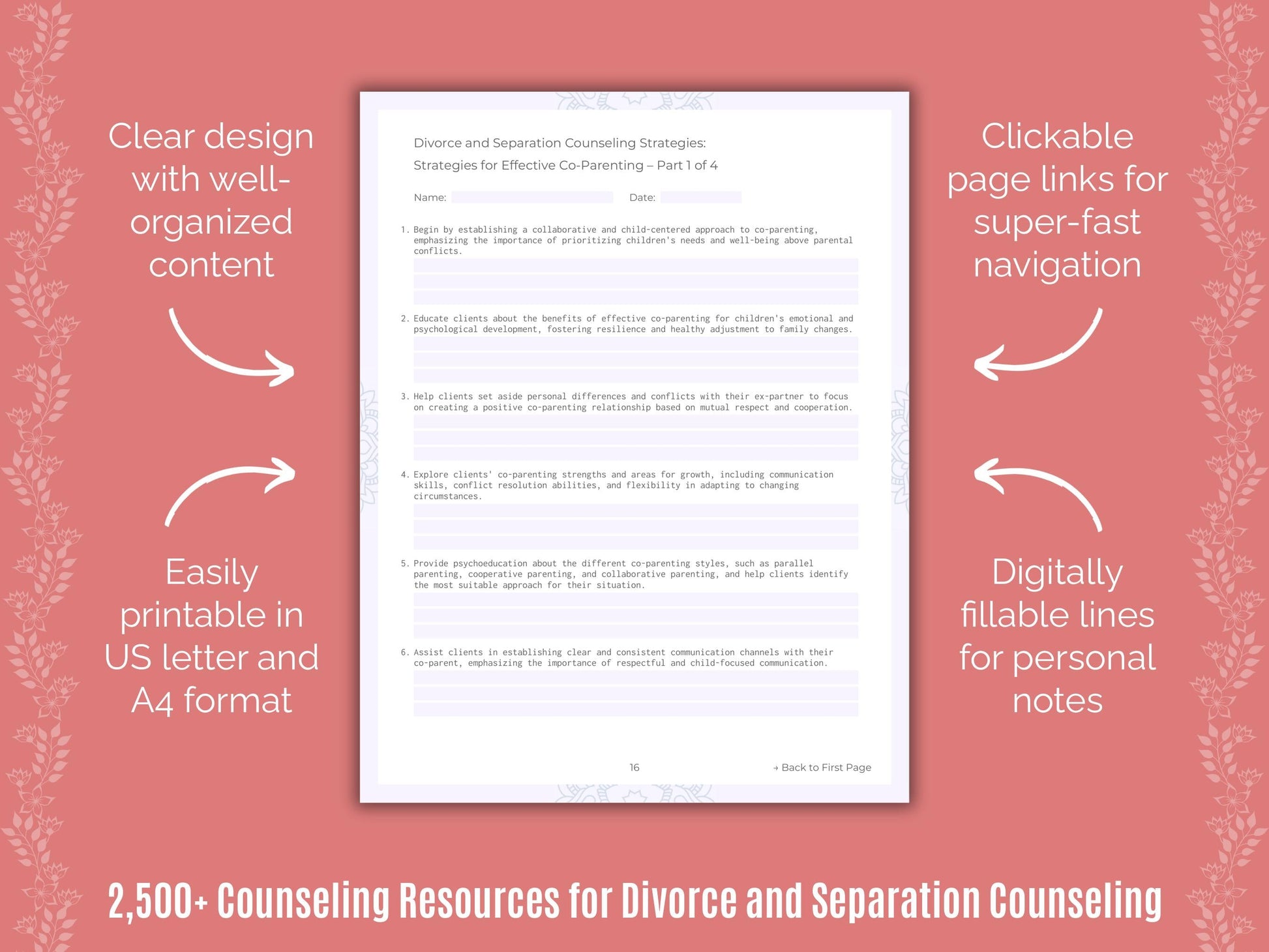 Divorce and Separation Counseling Counselor Cheat Sheets