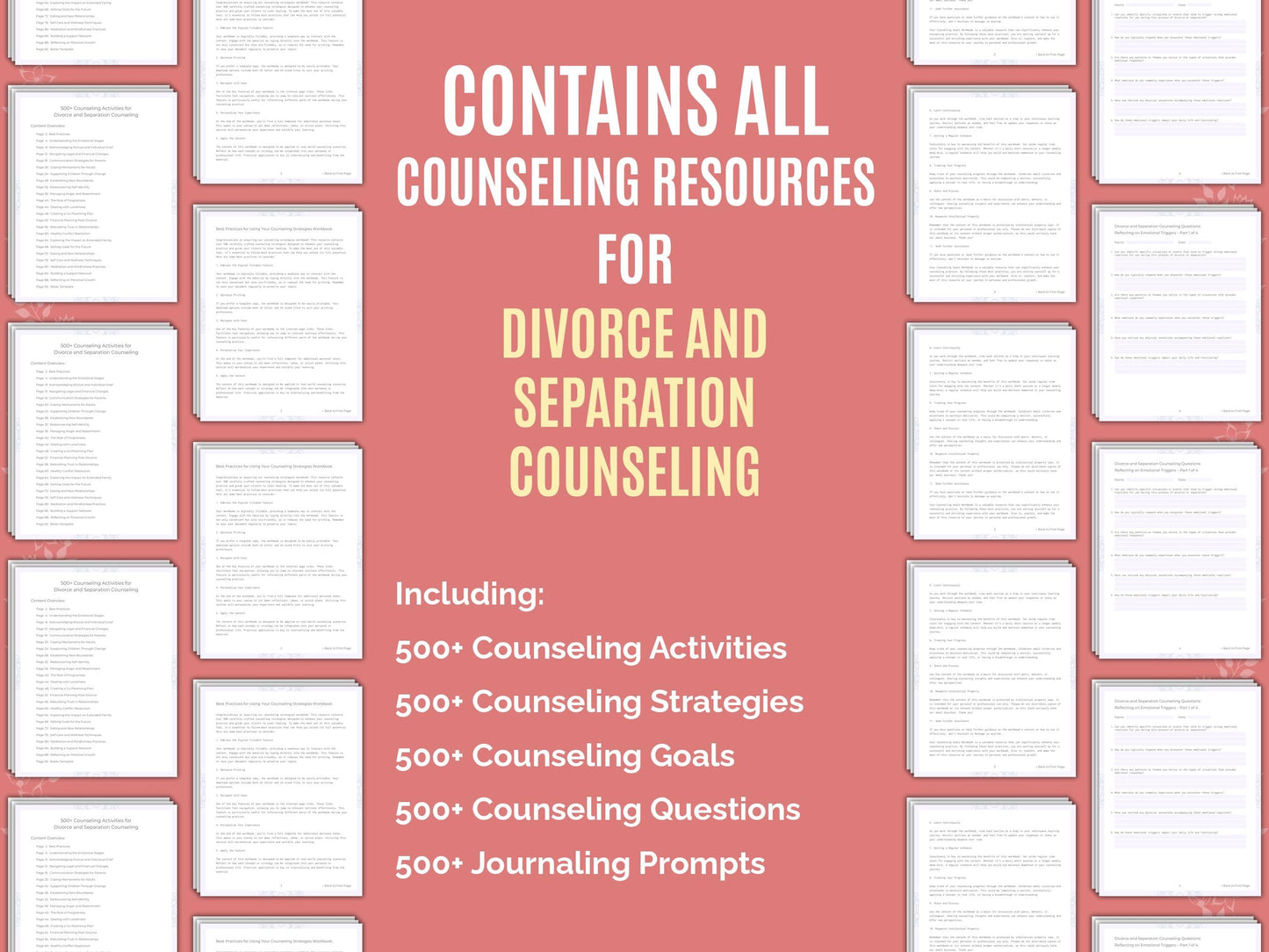 Divorce and Separation Counseling Therapist Worksheets