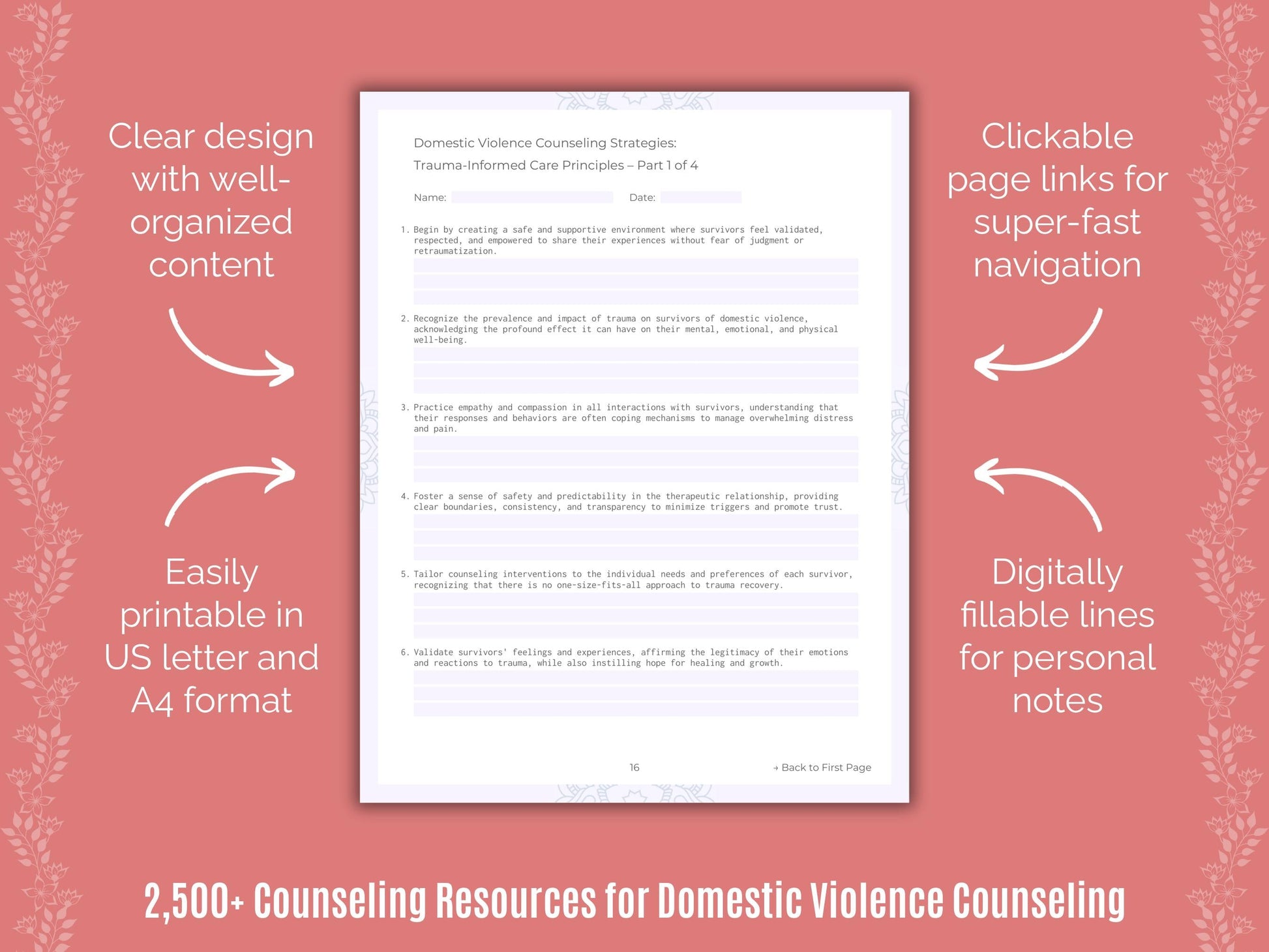 Domestic Violence Counseling Counselor Cheat Sheets