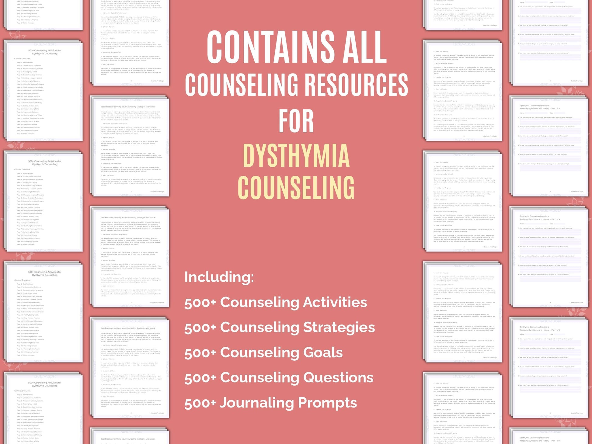 Dysthymia Counseling Therapist Worksheets