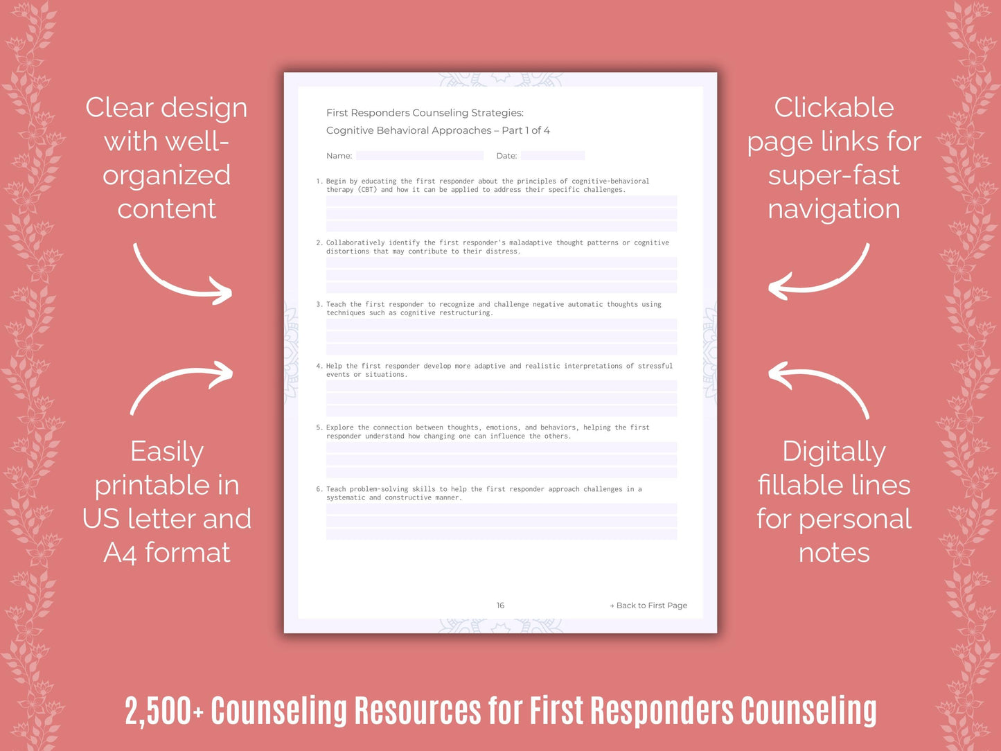 First Responders Counseling Counselor Cheat Sheets