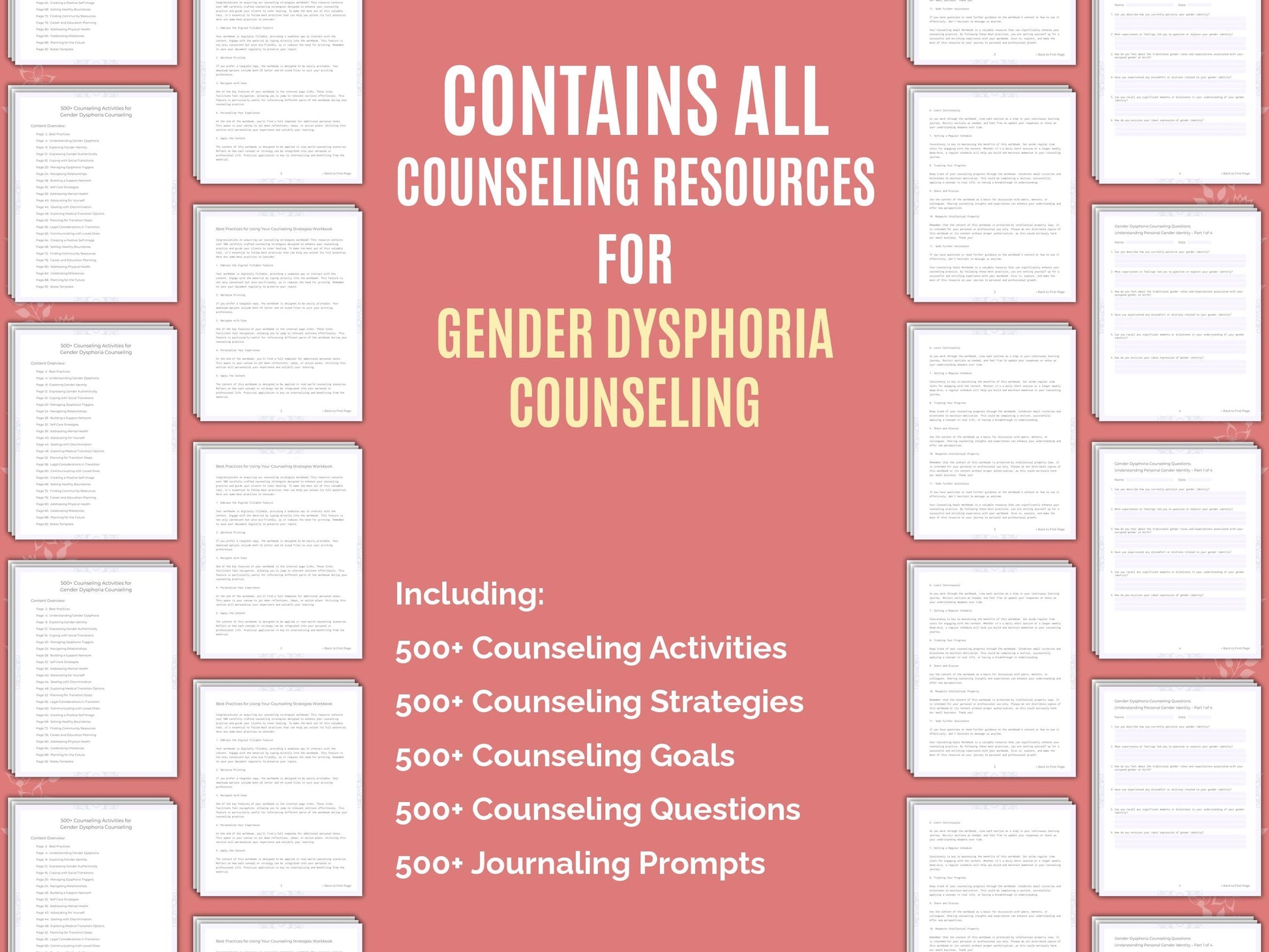 Gender Dysphoria Counseling Therapist Worksheets