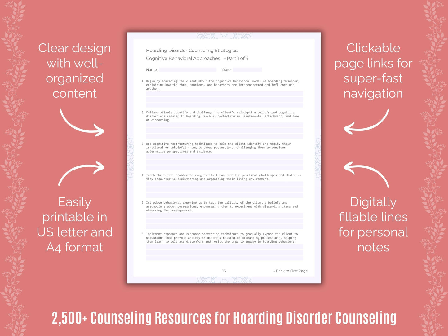 Hoarding Disorder Counseling Counselor Cheat Sheets