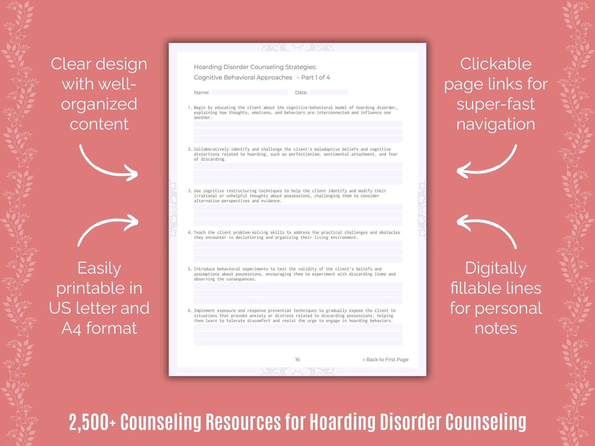 Hoarding Disorder Counseling Counselor Cheat Sheets