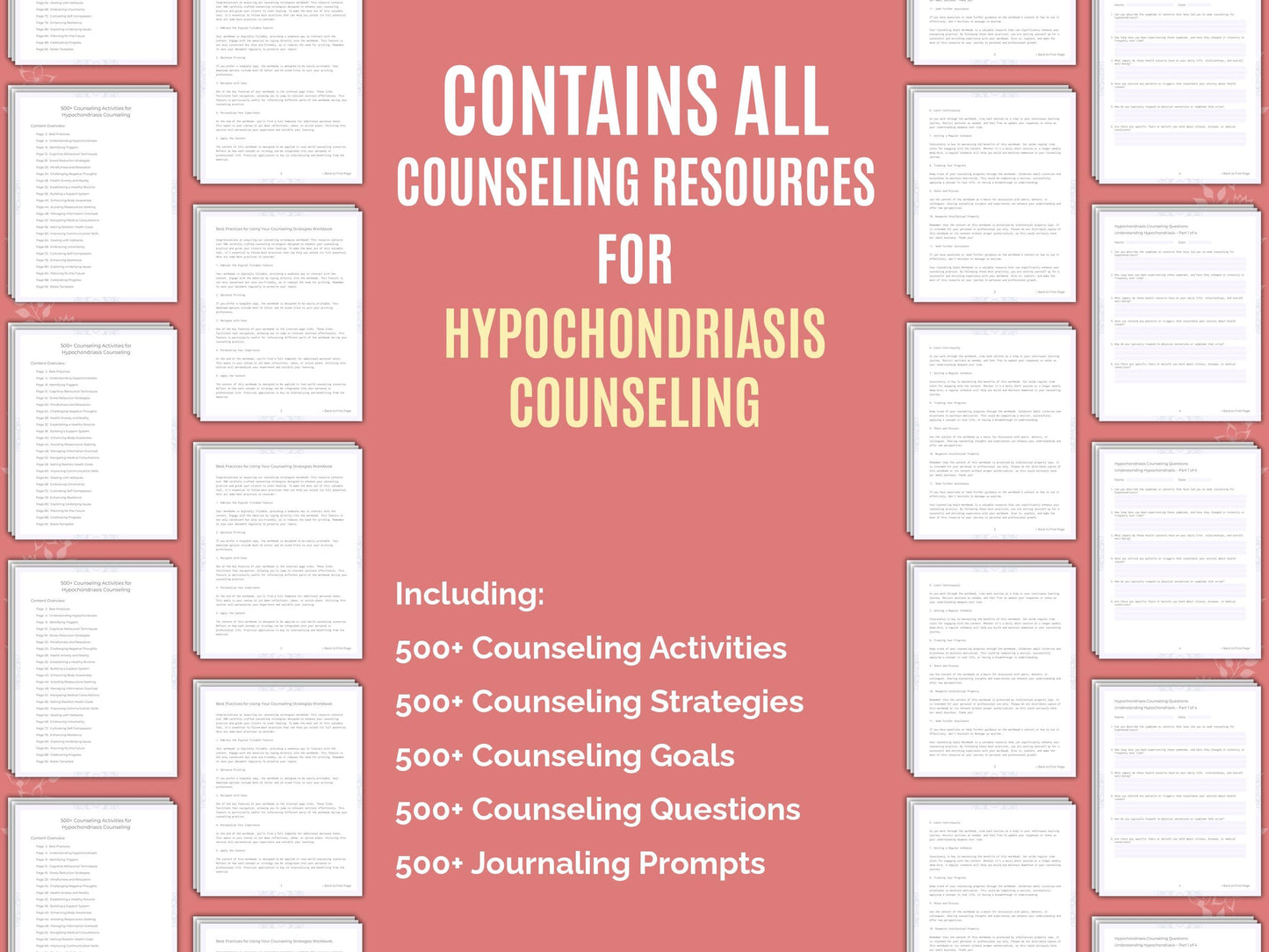 Hypochondriasis Counseling Therapist Worksheets