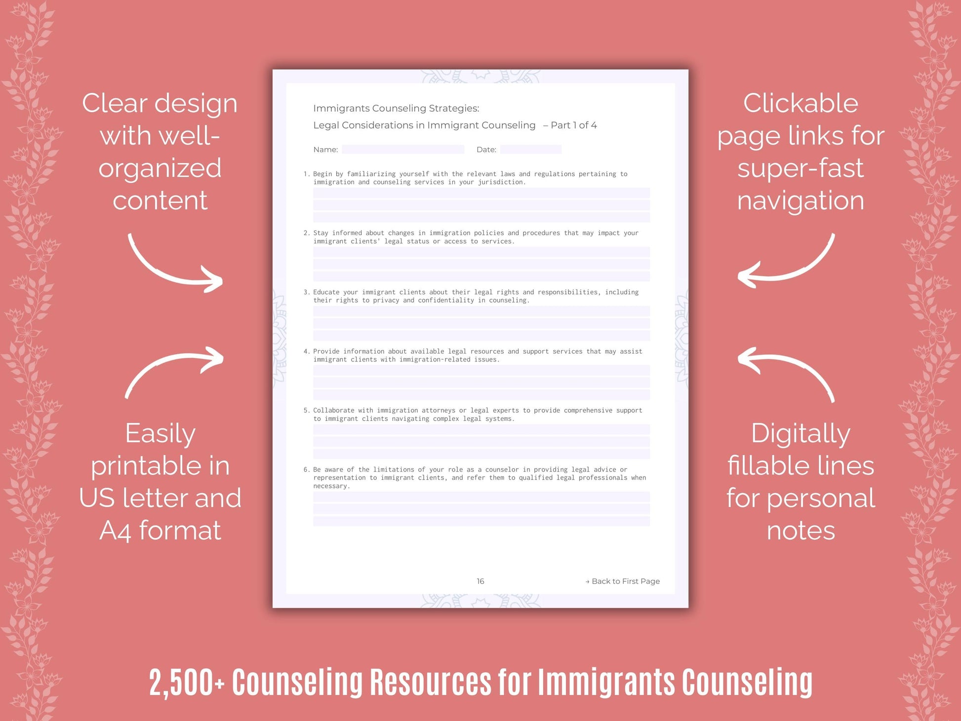 Immigrants Counseling Counselor Cheat Sheets