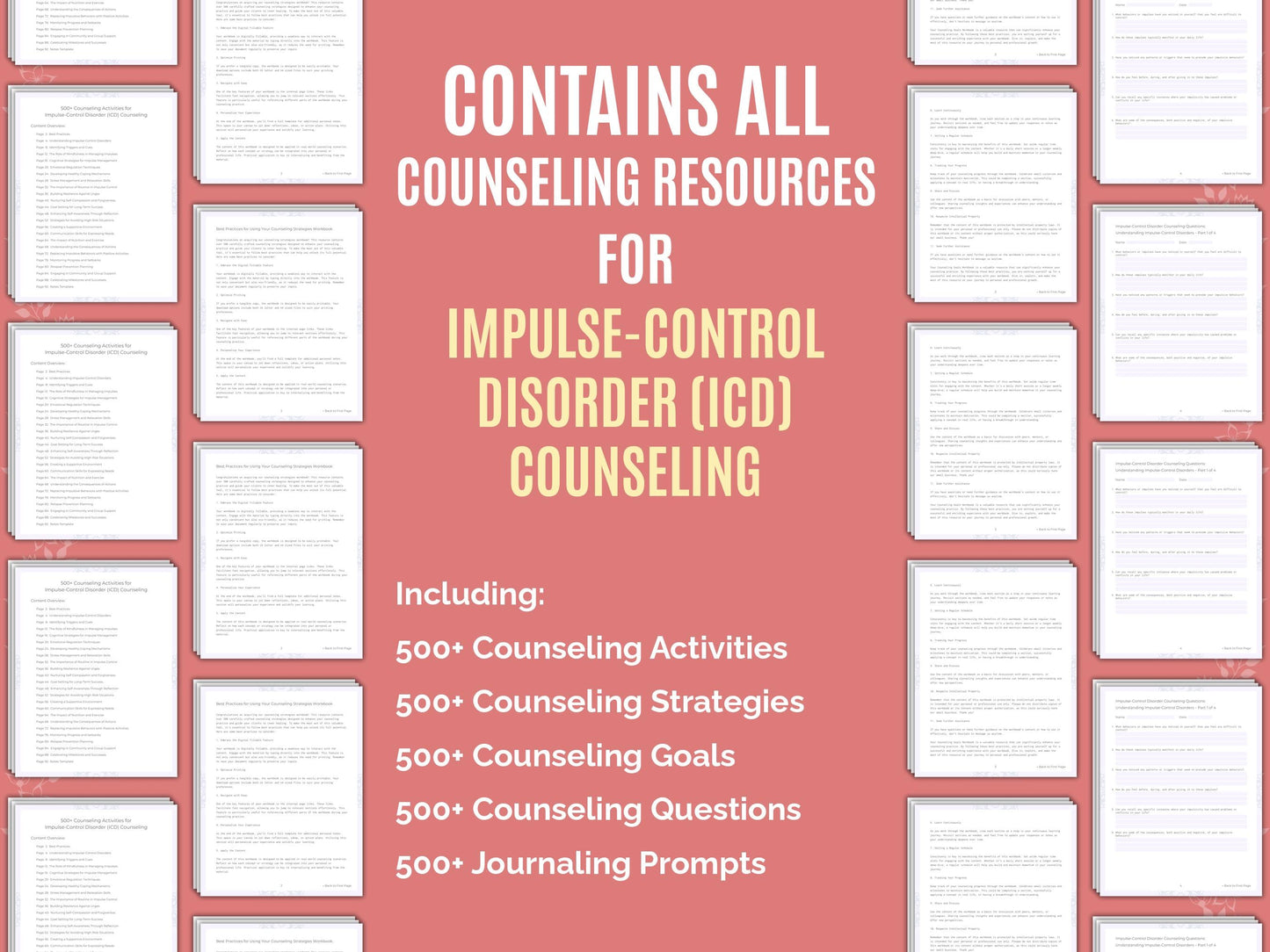 Impulse-Control Disorder (ICD) Counseling Therapist Worksheets