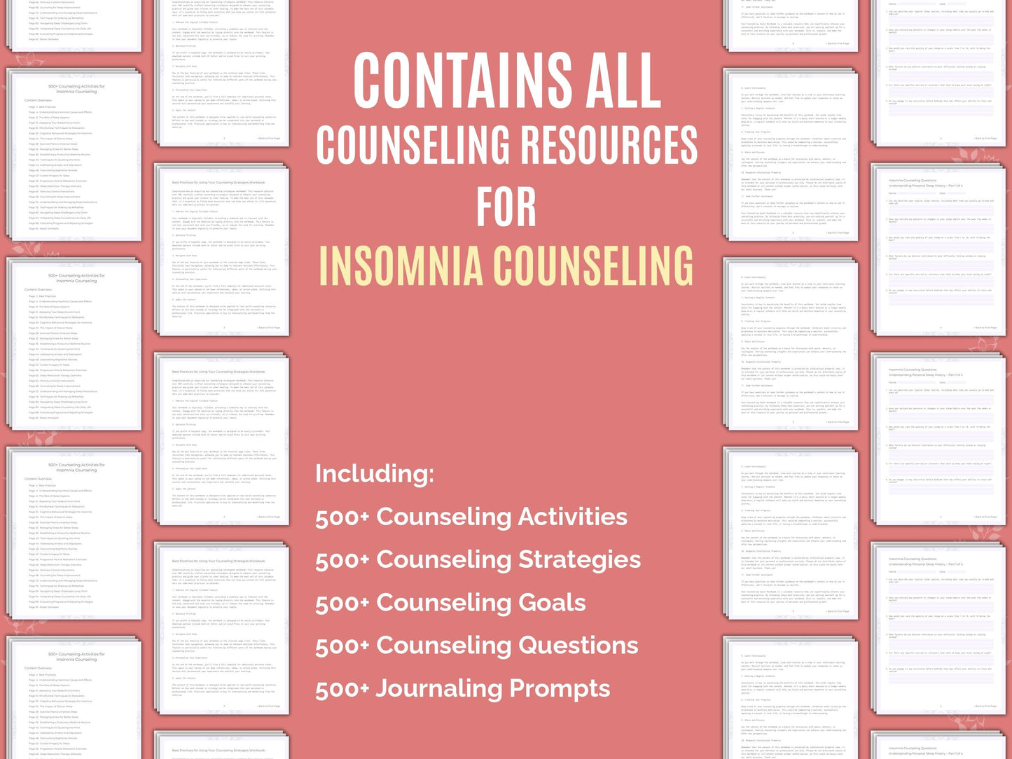 Insomnia Counseling Therapist Worksheets