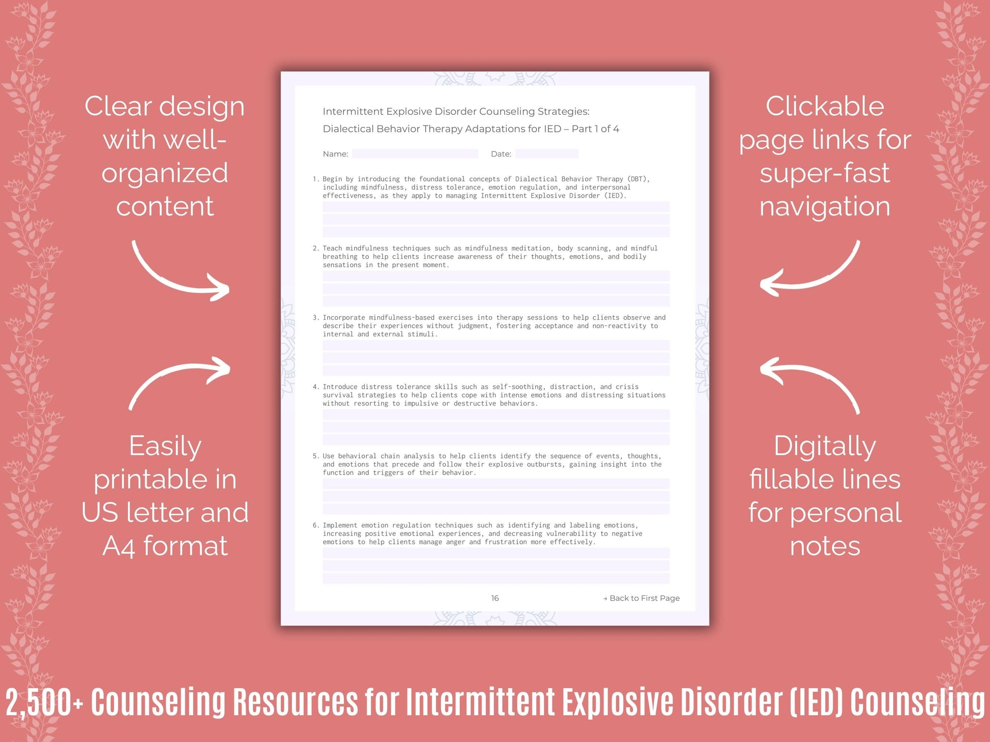 Intermittent Explosive Disorder (IED) Counseling Counselor Cheat Sheets