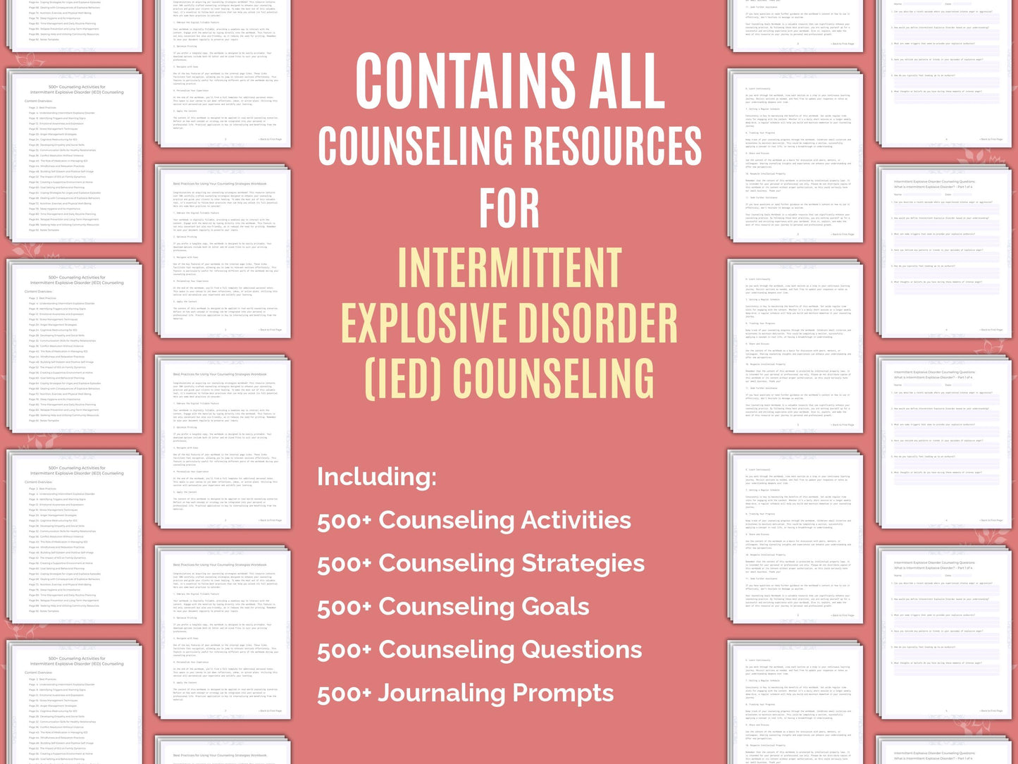 Intermittent Explosive Disorder (IED) Counseling Therapist Worksheets