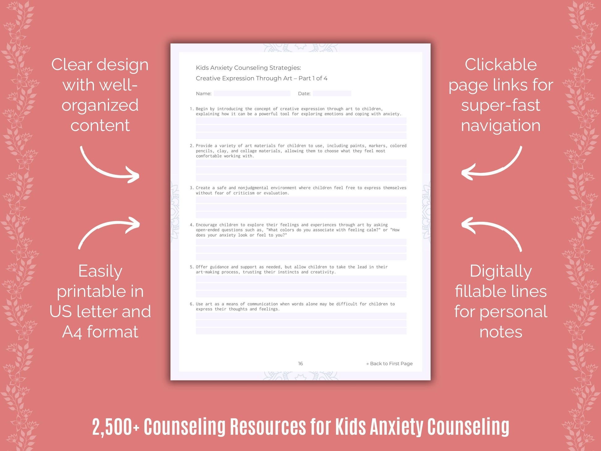 Kids Anxiety Counseling Counselor Cheat Sheets