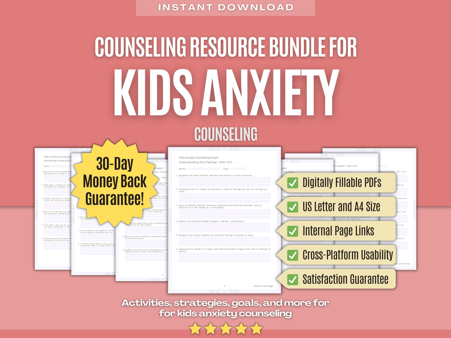 Kids Anxiety Counseling Psychology Workbooks