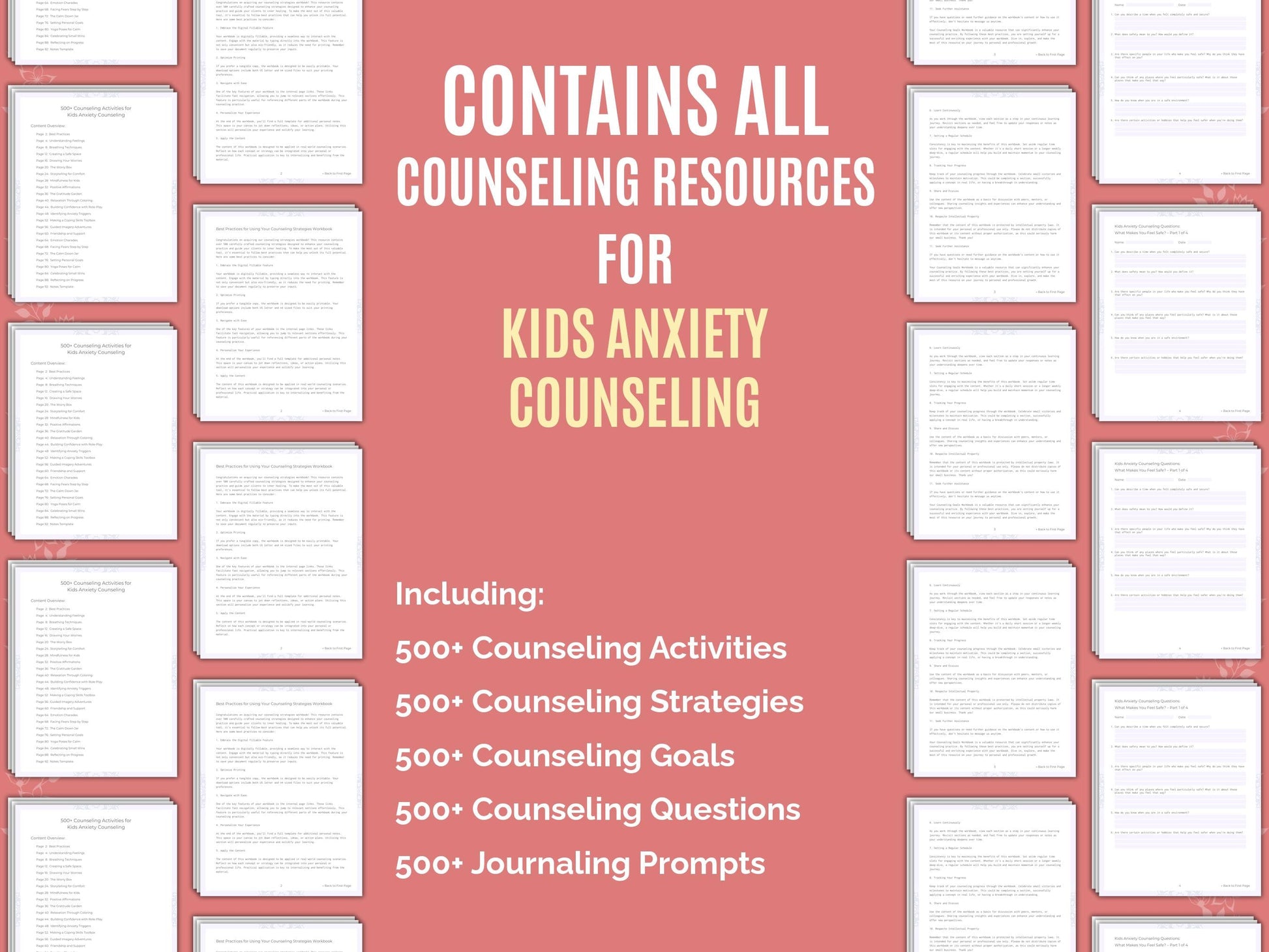 Kids Anxiety Counseling Therapist Worksheets