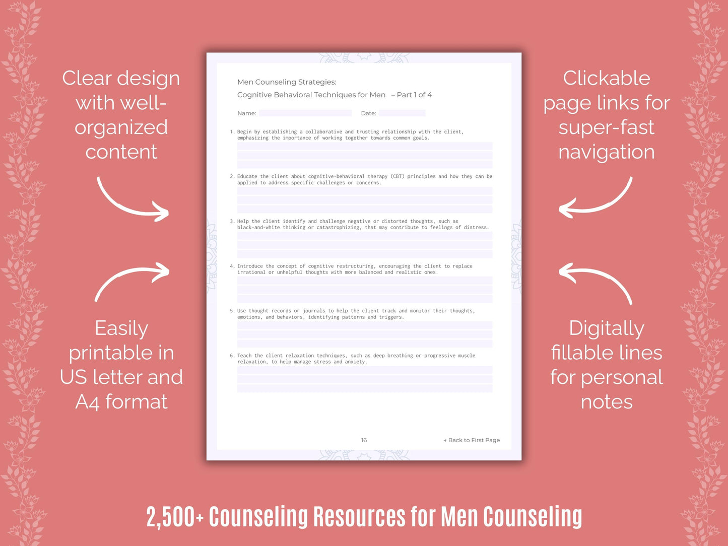 Men Counseling Counselor Cheat Sheets